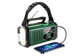 DAB, nettverks- og klokkeradio - Lippa FM emergency radio hand crank solar panel compass 10.000 mAh power bank Green - AM/FM - Mono - Grønn - LPFMR03