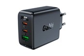 Mobil - Adaptere og ladere - Acefast A41 network charger 2x USB-C + USB GaN 65W (black) - A41 black