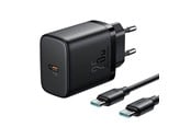 Mobil - Adaptere og ladere - Joyroom Charger JR-TCF11 25W + Cable C-C 1m (Black) - JR-TCF11 C-C Black