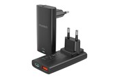 Mobil - Adaptere og ladere - Choetech PD6011 PD65W GaN slim USB-A+C mini charger (black) - PD6011BK