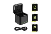 Kamerabatteri & Batterigrep - TELESIN Box Telesin three-channel charger + 3 for GoPro Hero 12 / 11 / 10 / 9 (GP-BNC-902-B) - GP-BNC-902-B