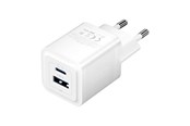 Mobil - Adaptere og ladere - Vention Wall charger  FEQW0-EU USB-C + USB- A 30W/30W  GaN (white) - FEQW0-EU