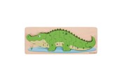 Puslespill - Bigjigs Wooden Counting Puzzle Crocodile 10 pcs. Tre - BJ029