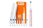 Elektrisk tannbørste - Bitvae Elektrisk tannbørste Rotary toothbrush with tips set and travel case R2 (pink) - R2 Pink+heads+case