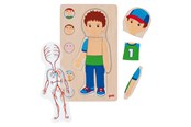 Puslespill - Goki Wooden Layer Puzzle Human Body Boy 29 pcs. - 57361