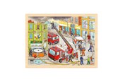 Puslespill - Goki Wooden Jigsaw Puzzle Fire Fighting 96pcs. Tre - 57336