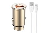 Mobil - Adaptere og ladere - LDNIO C506Q USB USB-C Car charger + Lightning Cable - C506Q Lightning