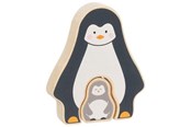 Puslespill - Goki Wooden Puzzle Standing Penguin 2 pcs. Tre - 57333