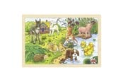 Puslespill - Goki Wooden Jigsaw Puzzle Baby Animals 24 pcs. Tre - 57890