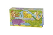 Puslespill - Goki Wooden Block Puzzle Safari 5 pcs. Tre - 57686