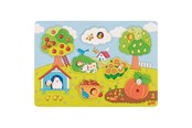 Puslespill - Goki Wooden Background Shape Puzzle in the Garden 8 pcs. Tre - 57473