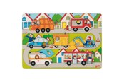 Puslespill - Goki Wooden Background Shape Puzzle in the Streets 7 pcs. Tre - 57474