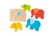 Puslespill - Goki Wooden Layer Puzzle Elephant 5 pcs. Tre - 57450