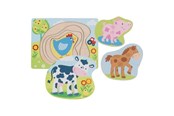 Puslespill - Goki Wooden Layer Puzzle Farm Animals 10 pcs. Tre - 57386