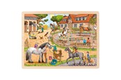 Puslespill - Goki Wooden Jigsaw Puzzle Horse Riding School 96 pcs. Tre - 57367