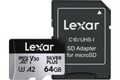 Minnekort - Lexar Professional Silver Plus MicroSD/SD - 205MB/s - 64GB - LMSSIPL064G-BNANG