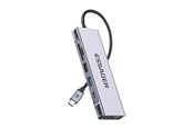 USB-hub - Essager Docking Station EHB08-QK0G-Z HDMI 2xUSB-A SD card TF card (gray) USB-hub - Grå - EHB08-QK0G-Z