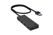 USB-hub - INVZI Adapter Hub 4 in 1 MH04 4x USB 3.0 (black) USB-hub - USB 3.0 - 4 porter - Svart - MH04