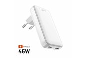 Mobil - Adaptere og ladere - FIXED Slim GaN 90° Super Fast 2x USB-C charger 45W - White - FIXCG45S-2C-WH