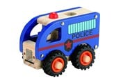 Treleker - Magni Wooden Police Bus with Rubber Wheels - 3896