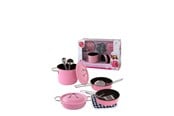 Lekekjøkken & Utstyr - Magni Cookware set in pink enamel 11 pcs - 3902