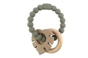 Babyleker - Magni Teether bracelet in LFGB silicone with wooden ring and leaf appendix - Green - 5544