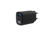 Mobil - Adaptere og ladere - Gembird Universal GaN USB charger with LCD QC 3.0 & POD 30W 2-port - Black - TA-UC-PDQC30LCD-BK-01