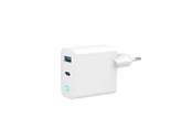 Mobil - Adaptere og ladere - Gembird Universal GaN USB charger with LED QC 3.0 & PD 65W 2-port - White - TA-UC-PDQC65L-W-01