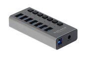 USB-hub - DeLOCK USB Hub - 7 Ports USB-hub - USB 3.0 - 7 porter - Grå - 63669