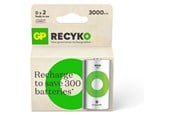 Kamerabatteri & Batterigrep - GP Recyko NiMH 3000mAh D 2's Paper Box - Green - 201250