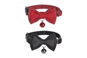 Katt - Dogness Collar set for cats 2 pcs (Genuine Leather Red/Fiber Black) - COLLAR RED