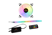 Kabinettvifte - DUTZO RGB Kit 1 - 1x white fan + 1x LED+ remote & controller - 120mm - Hvit med RGB-lys - 24 dBA - DRGB-BUNDLE1 WHITE