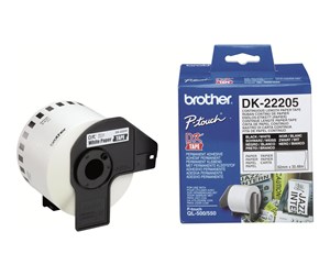 Papir, Fotopapir & Etiketter - Brother DK22205 / Continuous Length Paper Tape 62mm x 30.48m - DK22205