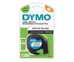 Papir, Fotopapir & Etiketter - DYMO Letratag plasttape, sort på gul, 12mm x 4m rull - S0721660