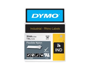 Papir, Fotopapir & Etiketter - DYMO Rhino fleksibel nylon, 24mm x 3,5m, sort på hvid - S0773840