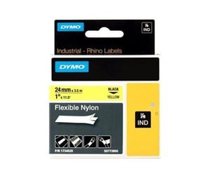 Papir, Fotopapir & Etiketter - DYMO Dymo Rhino fleksibel nylon, 24 mm x 3.5 m - sort på gul - S0773850