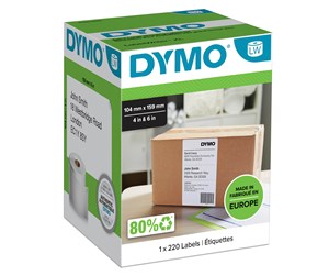 Papir, Fotopapir & Etiketter - DYMO LW ekstra store forsendelsesetiketter, 104mm x 159mm, Ruller med 220 stk., sort på hvit - S0904980