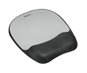 Musematte & Tilbehør  - Fellowes Memory Foam Mousepad Wrist Rest Silver Streak - 9175801