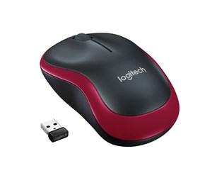 Mus - Logitech M185 Wireless - Mus - Optisk - 3 knapper - Rød - 910-002237