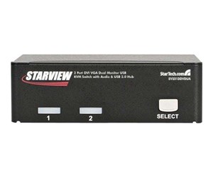 KVM-switch - StarTech.com 2 Port DVI VGA Dual Monitor KVM Switch USB with Audio - SV231DDVDUA