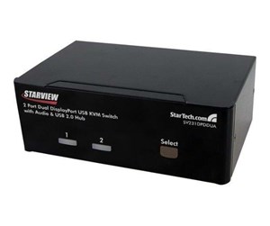 KVM-switch - StarTech.com 2 Port Dual DisplayPort USB KVM Switch w/ Audio & USB Hub - SV231DPDDUA