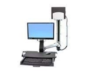 Skjermholder - Ergotron StyleView Sit-Stand Combo System with Worksurface and Medium Silver CPU Holder - 45-270-026