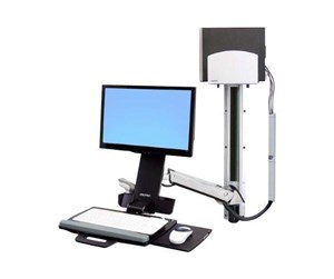 Skjermholder - Ergotron StyleView Sit-Stand Combo System With Medium Silver CPU Holder - 45-271-026