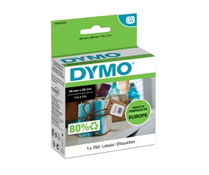 Papir, Fotopapir & Etiketter - DYMO Dymo LW små multifunksjonelle etiketter, 25mm x 25mm, ruller med 750 stk. - S0929120