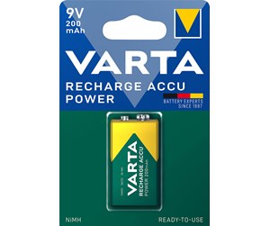 Batteri - VARTA battery rechargeable 9v 200mah 1-pcs - 56722101401