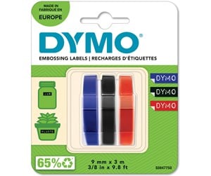 Papir, Fotopapir & Etiketter - DYMO ® Embosser Tape 9mm x 3m Red + Blue + Black 3-Blister - S0847750