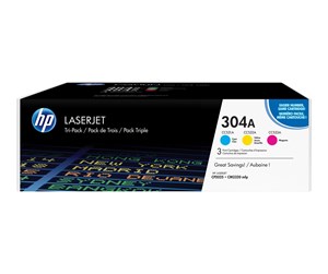 Printertilbehør blekk/toner - HP 304A / CF372AM 3-Pack Yellow Cyan Magenta Toner - Laser toner Blå - CF372AM