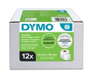 Papir, Fotopapir & Etiketter - DYMO LW store forsendelsesetiketter/navneskilt, 54mm x 101mm, 12 ruller med 220 stk. - S0722420