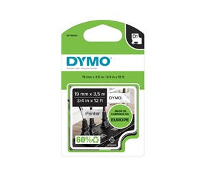 Papir, Fotopapir & Etiketter - DYMO D1 tape Flexibel Nylon, 19mm x 3,5m rulle, sort på hvid - S0718050