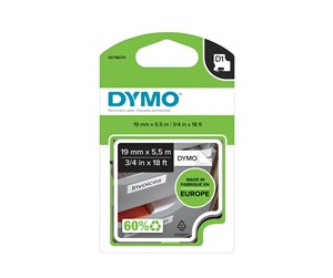 Papir, Fotopapir & Etiketter - DYMO D1 tape Permanent Polyester, 19mm x 5.5m rull, sort på hvit - S0718070